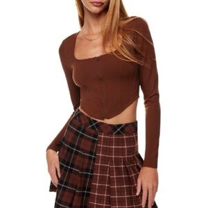 Aritzia Sunday Best Maverick Bustier Long-sleeve in Cognac Women’s Size Medium